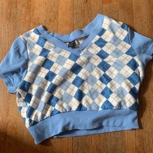 Blue plaid top